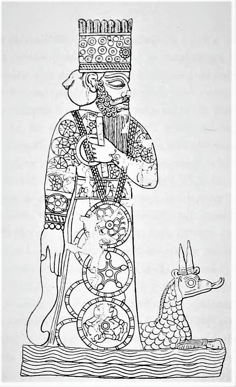 Marduk with his dragon, 
        Babylonian cylinder seal impression