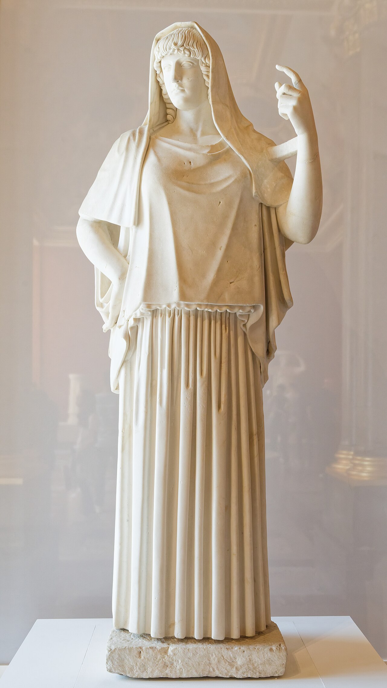 Imposing full-length marble figure of a veiled Goddess, traditionally called Hestia Giustiniani