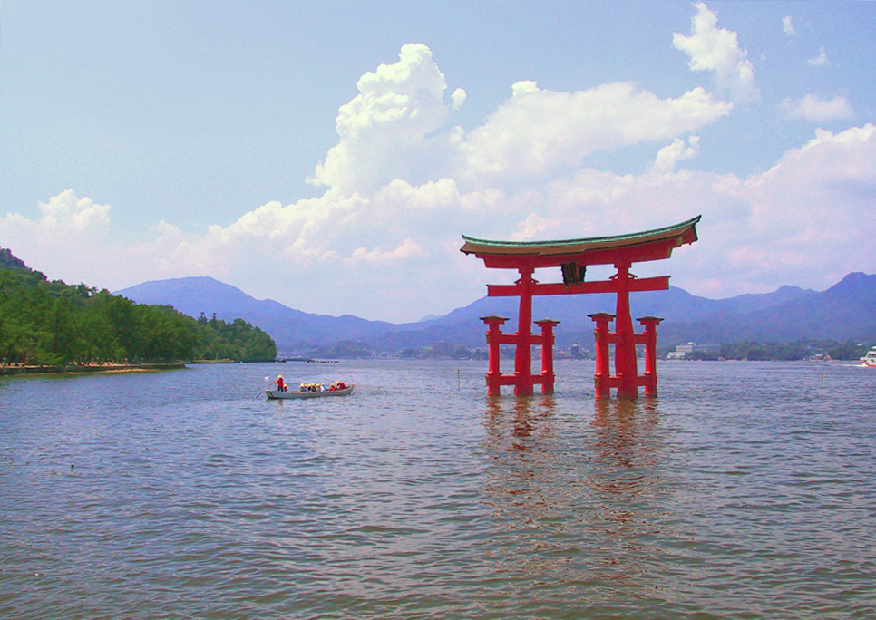 Itsukushima Shrine torii gate, sacred Shinto site