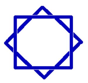 Astarte’s Temple emblem: two overlapping squares forming an eight-pointed outline.