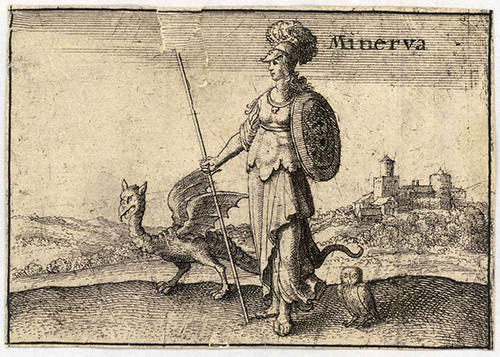 Minerva with griffin and owl