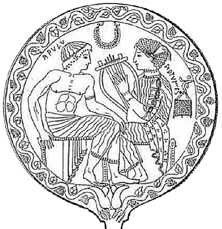 Etruscan mirror of Apulu and Artume