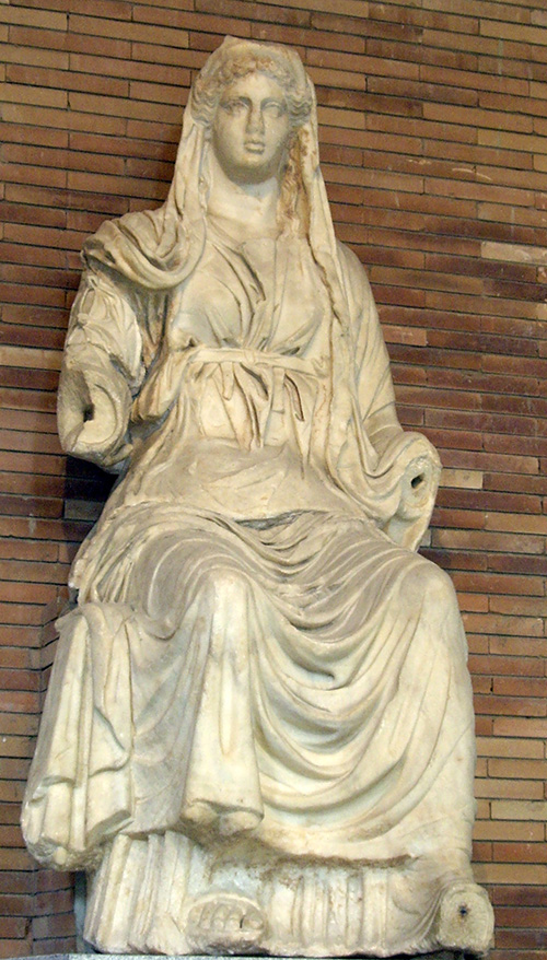 A seated marble statue of Ceres