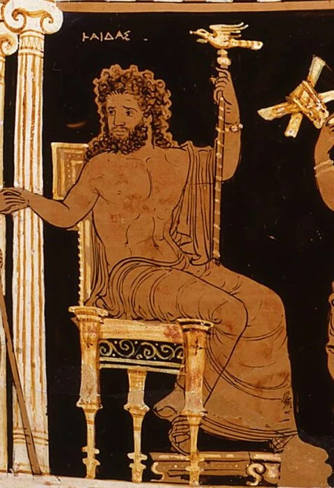 Apulian red-figure volute krater depicting Hades with Dionysus in the Underworld