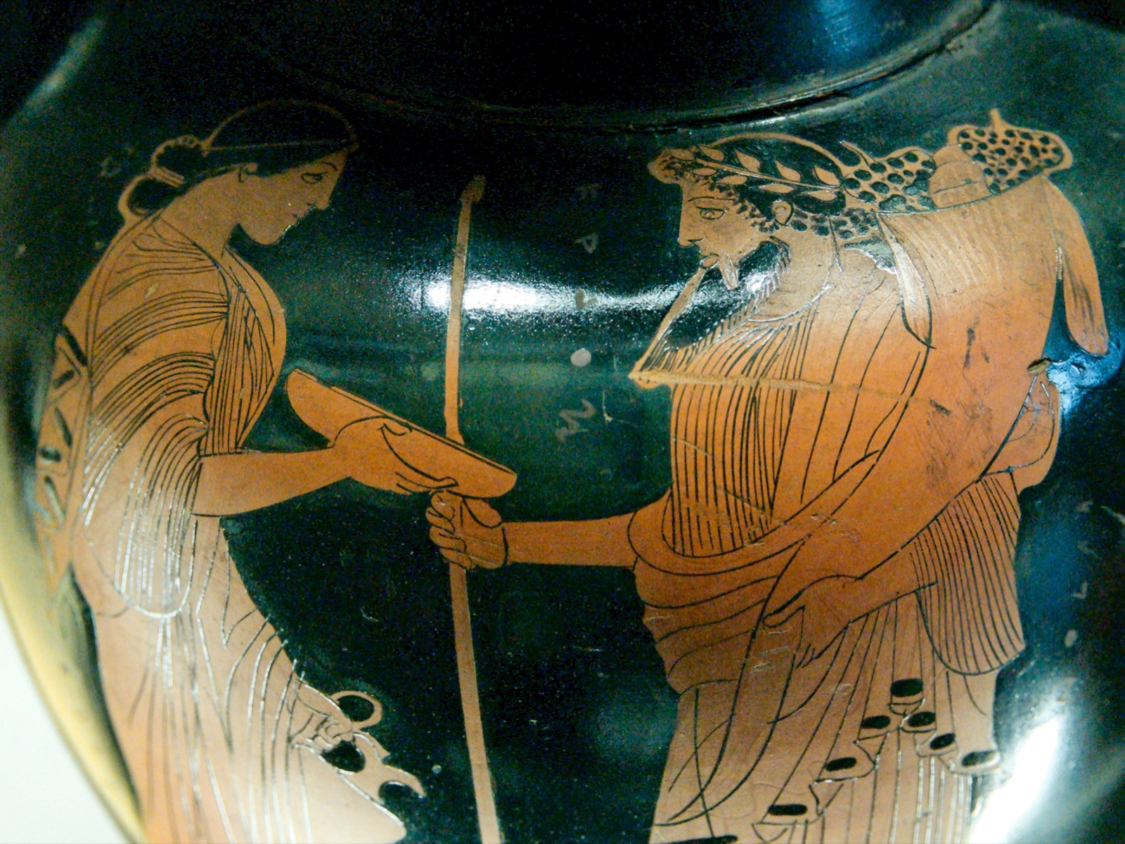 Hades (right-hand side) and Persephone (left-hand side). Detail from an Attic red-figure amphora
