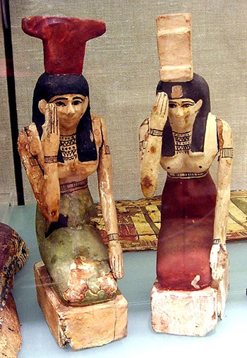 Isis and Nephthys in mourning poses