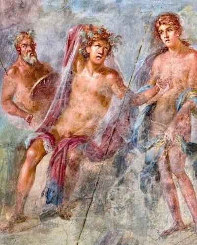 A fresco from Pompeii dating to the 1st century BC depicts the love story of Ariadne and Dionysus (known as Bacchus by the Romans)