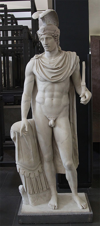 Mars in white marble sculpture