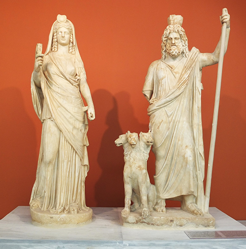 Serapis-Pluto and Isis-Proserpine with Cerberus