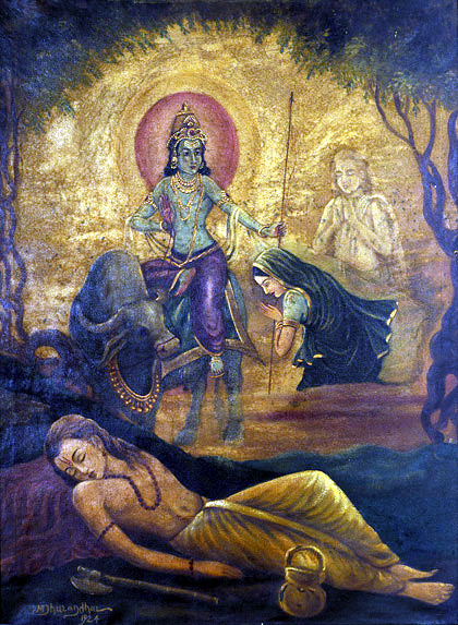 A depiction of Yama and Savitri from the Vana Parva
