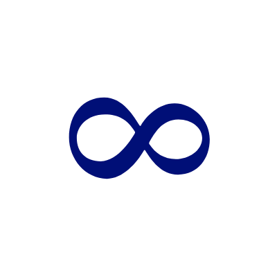 The infinity sign in Temple blue.