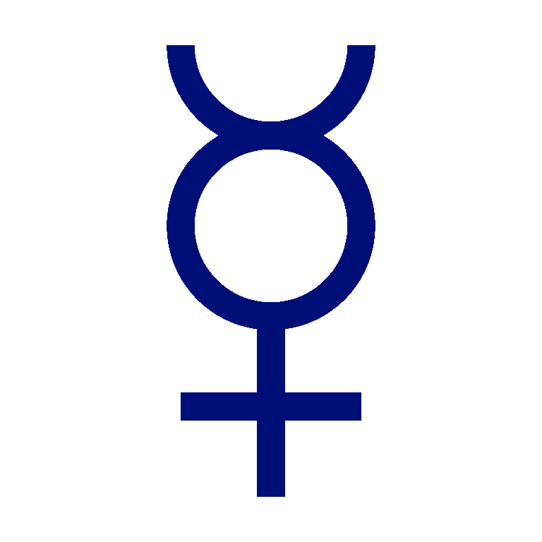 The planetary sign of Mercury, associated with Hermes.