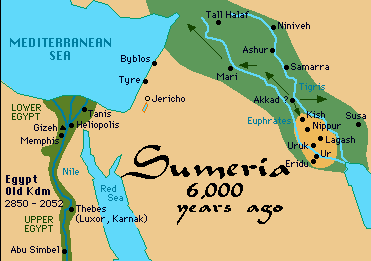 Map of ancient Sumer showing Nippur