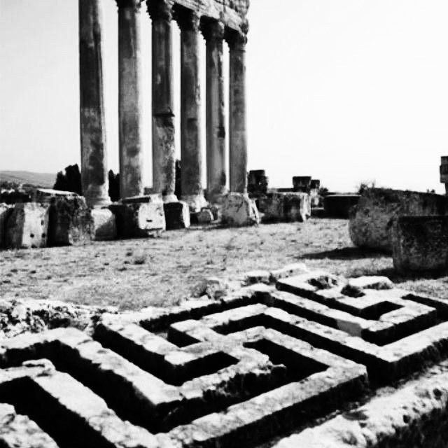 Baalbek: architectural ornament beside the ancient temple complex, as illustrated in the original Temple page.