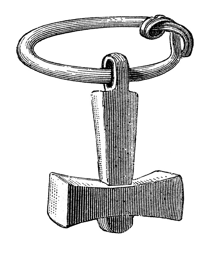 An illustration of a Mjölnir pendant, retained as a comparison with the hammer of Thor.