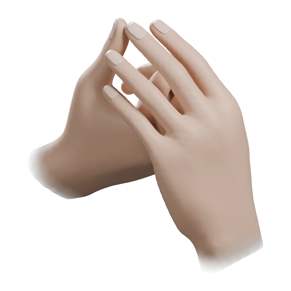 Shankh Mudra: Three-quarter view from the practitioner's right