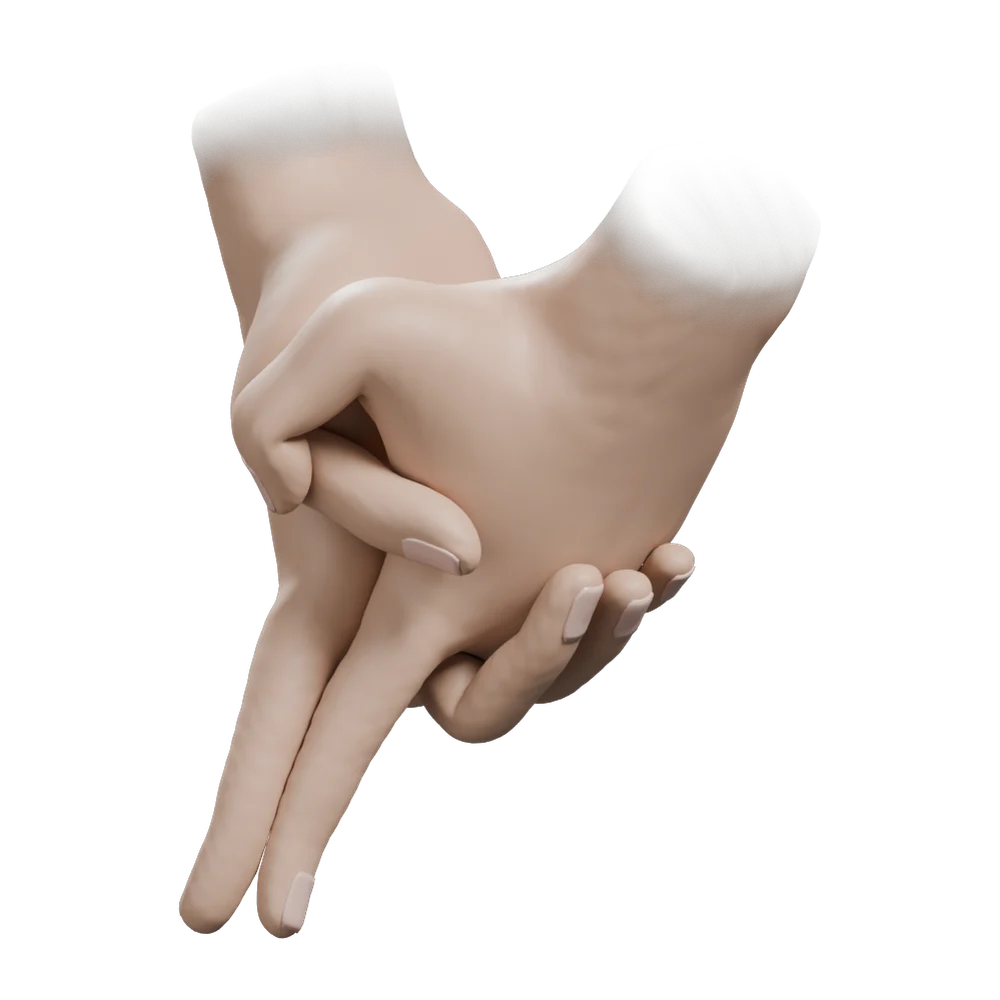 Ksepana Mudra: Three-quarter view from the practitioner's left