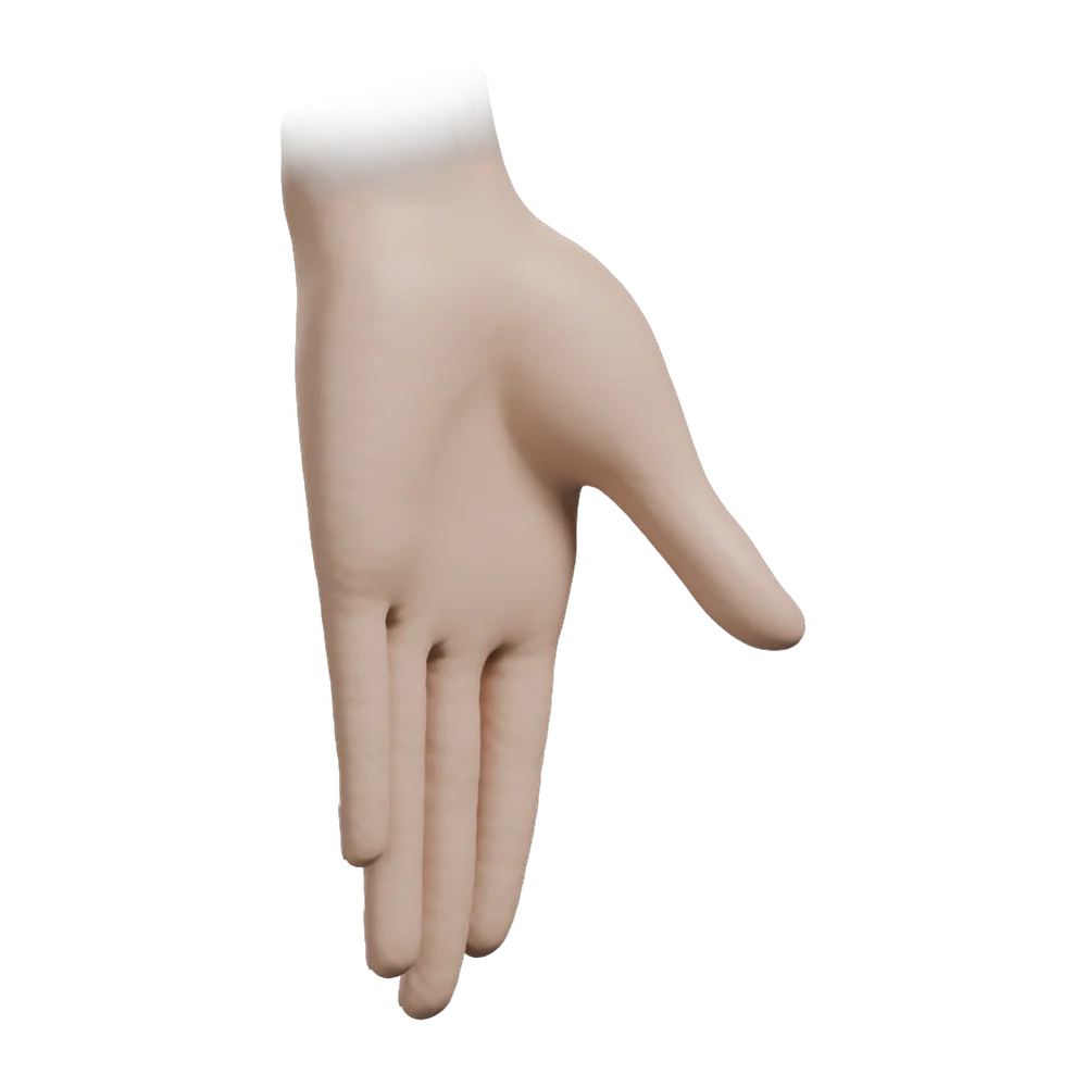 Varada Mudra: Three-quarter view from the practitioner's right