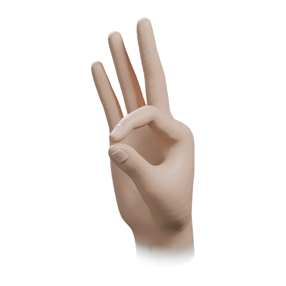 Vitarka Mudra: Three-quarter view from the practitioner's left