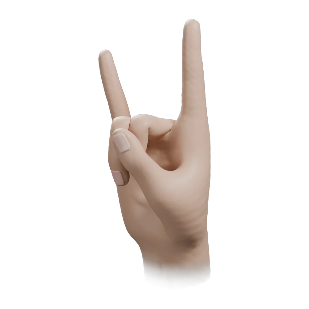 Karana Mudra: Three-quarter view from the practitioner's left