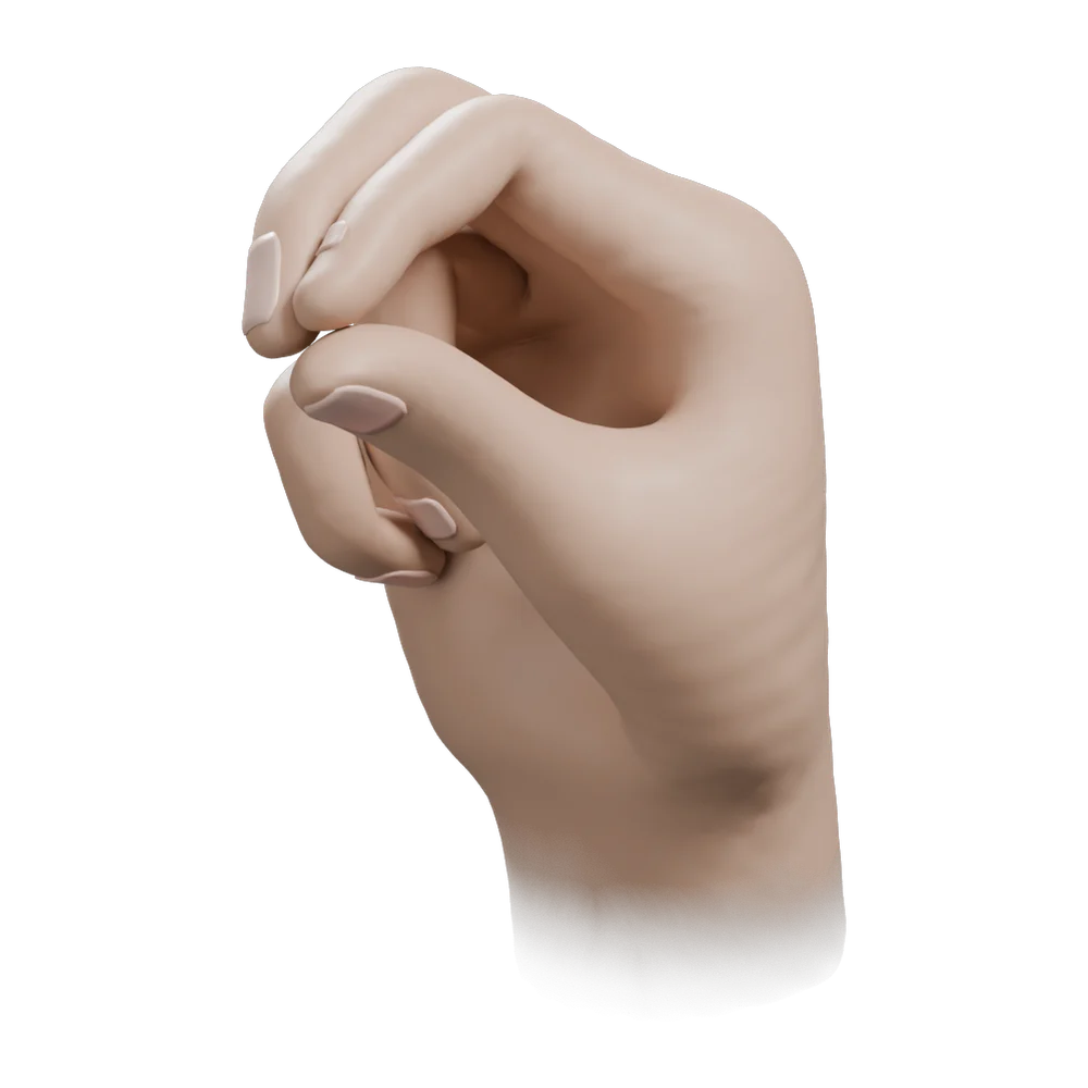 Kubera Mudra: Three-quarter view from the practitioner's left