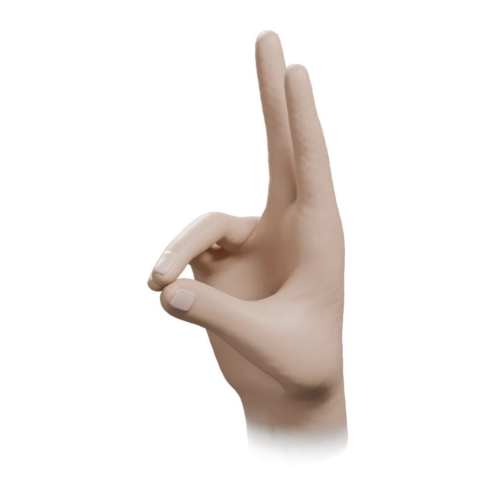 Prana Mudra: Three-quarter view from the practitioner's left