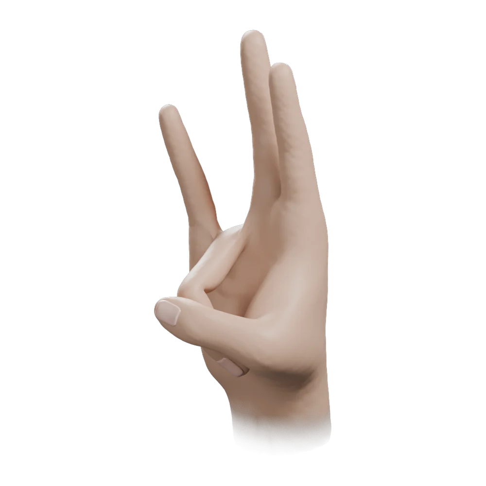 Surya Mudra: Three-quarter view from the practitioner's left