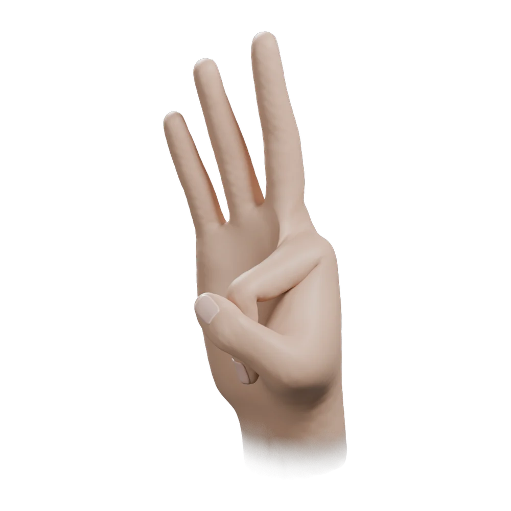 Vayu Mudra: Three-quarter view from the practitioner's left