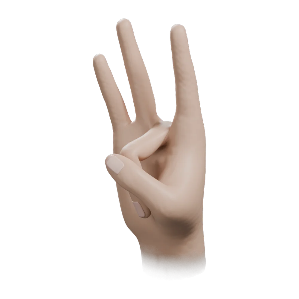 Shunya Mudra: Three-quarter view from the practitioner's left