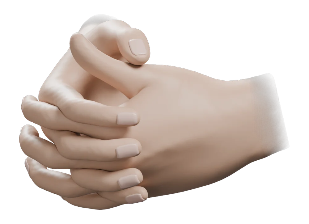 Linga Mudra: Three-quarter view from the practitioner's left