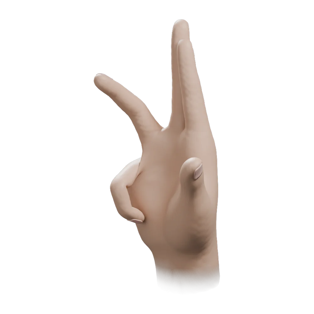 Nasikagra Mudra: Three-quarter view from the practitioner's left