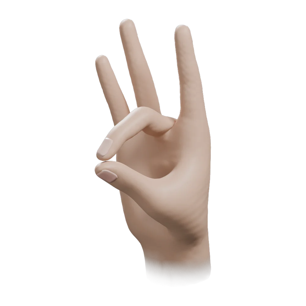Dynamic Mudra, stage 2: Taa: thumb and middle finger