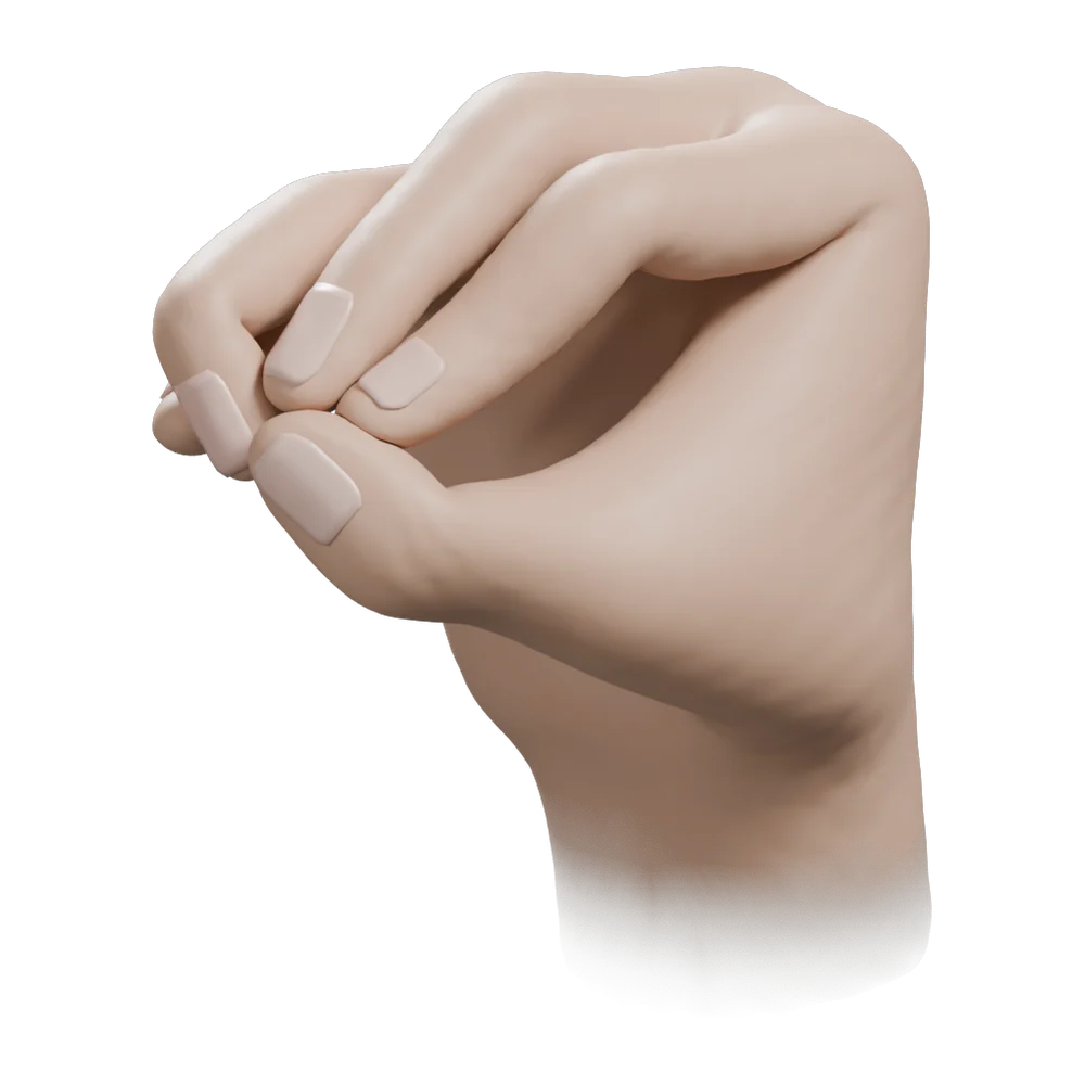Mukula Mudra: Three-quarter view from the practitioner's left