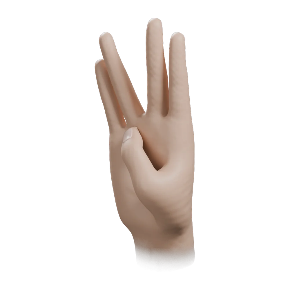 Detoxification Mudra: Three-quarter view from the practitioner's left