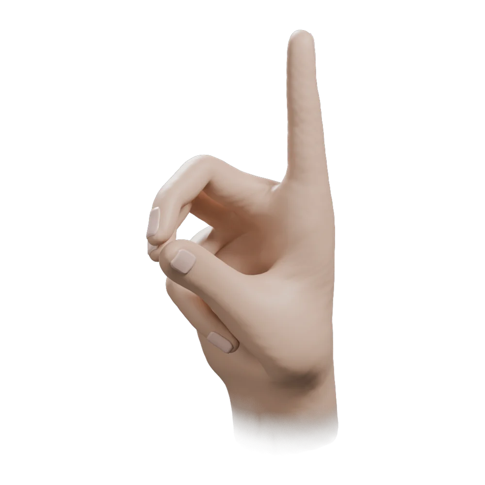 Bronchial Mudra: Three-quarter view from the practitioner's left