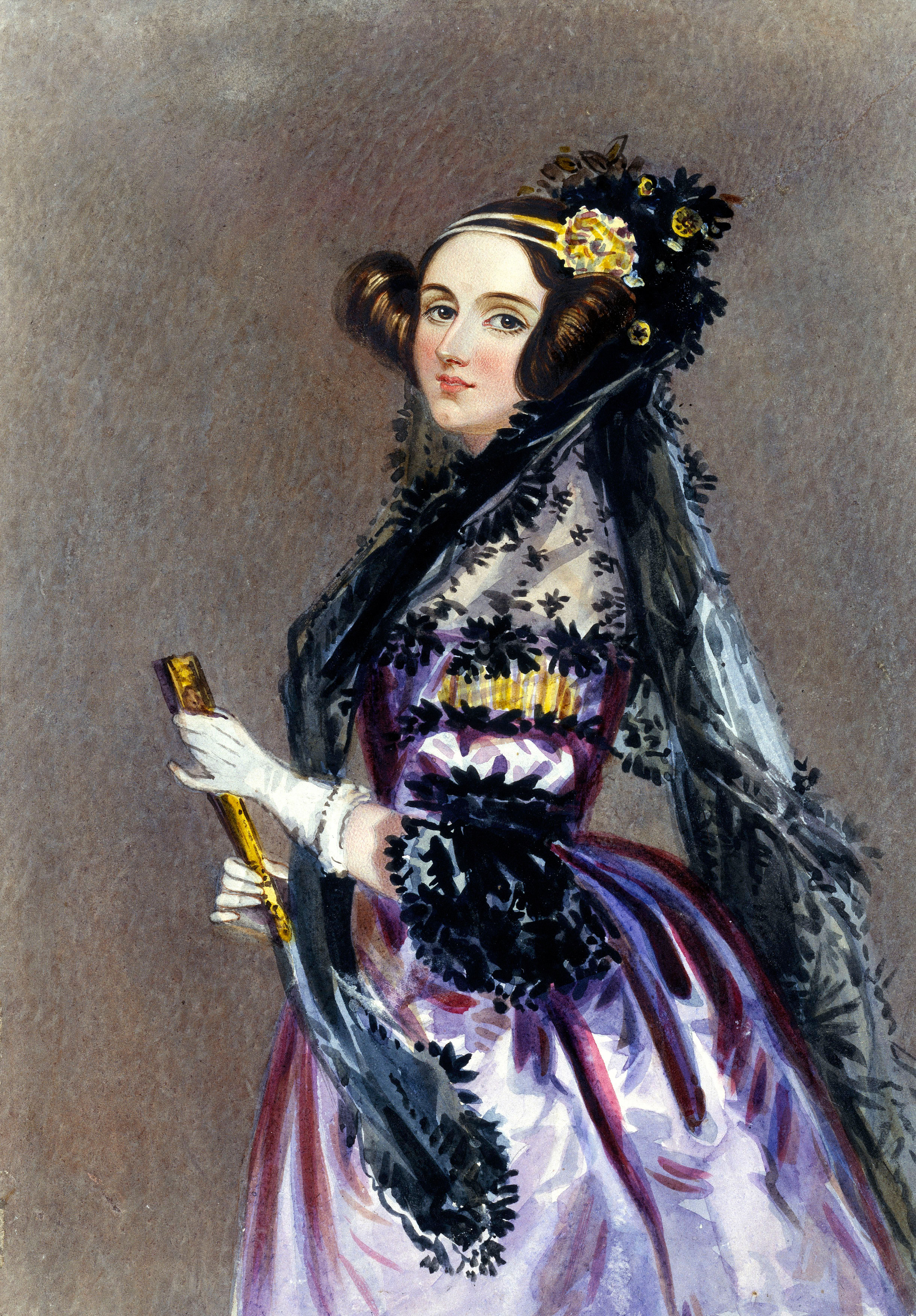 Ada Lovelace, watercolour portrait, 1840