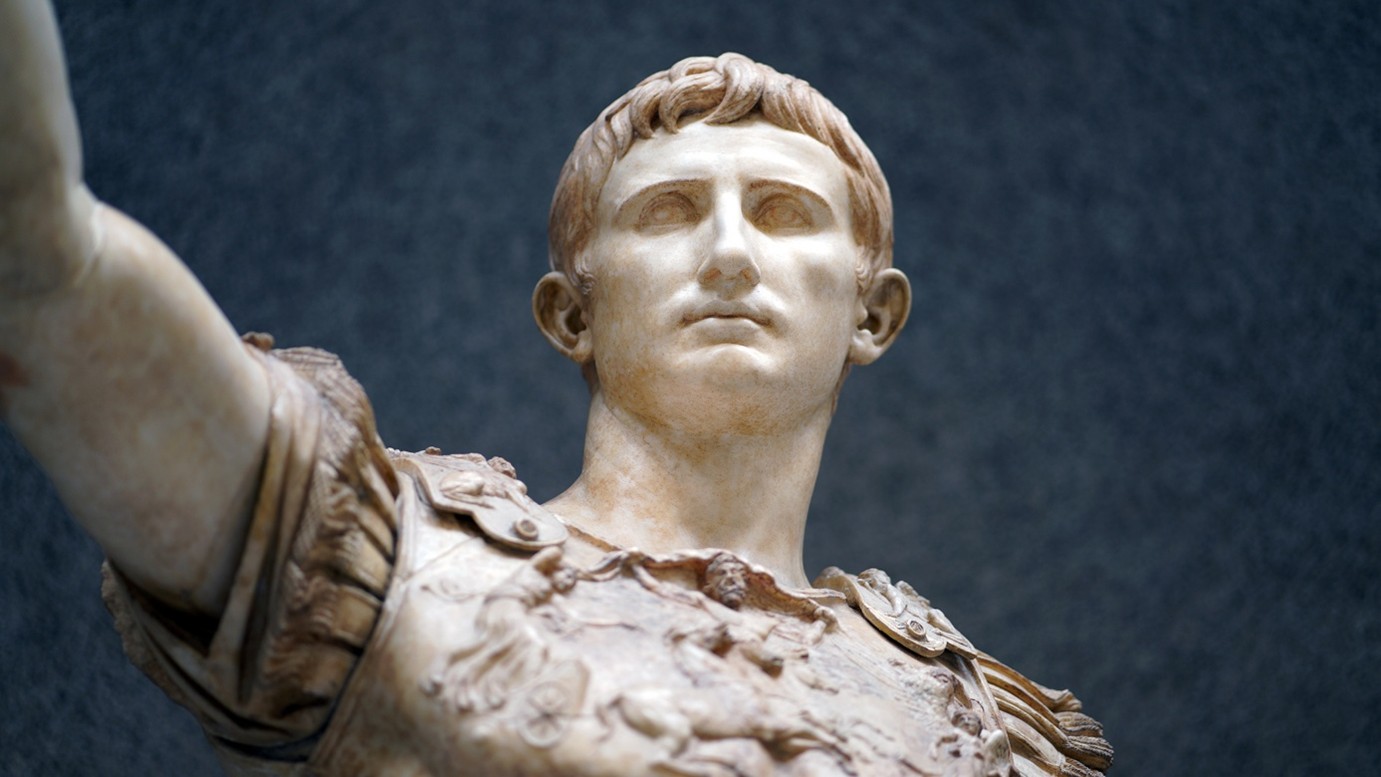 Statue of Emperor Augustus: note the large irises characteristic of his real gaze