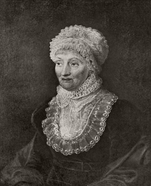 Caroline Herschel, after M. Tieleman’s portrait of 1829; reproduced in Agnes Clerke’s The Herschels and Modern Astronomy (1895)