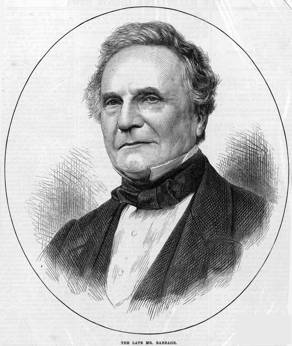 Charles Babbage; obituary print published 4 November 1871, based on an 1860 photograph
