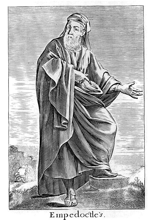 Later imagined representation of Empedocles, from Thomas Stanley’s History of Philosophy, traditionally dated about 1655