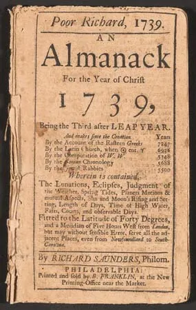 image with Poor Richard’s Almanack, Benjamin Franklin’s periodical