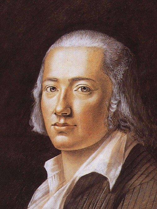 Hölderlin by Franz Carl Hiemer, c. 1792, pastel; Schiller-Nationalmuseum und Deutsches Literaturarchiv Marbach. Current cropped version without frame