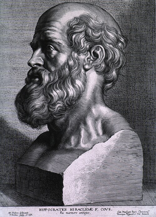 Hippocrates, a later imagined likeness: engraving by Paulus Pontius after Peter Paul Rubens, 1638