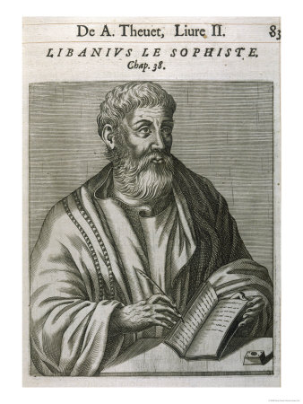 Later imagined portrait of Libanius, catalogued as an eighteenth-century French woodcut. No contemporary likeness is implied