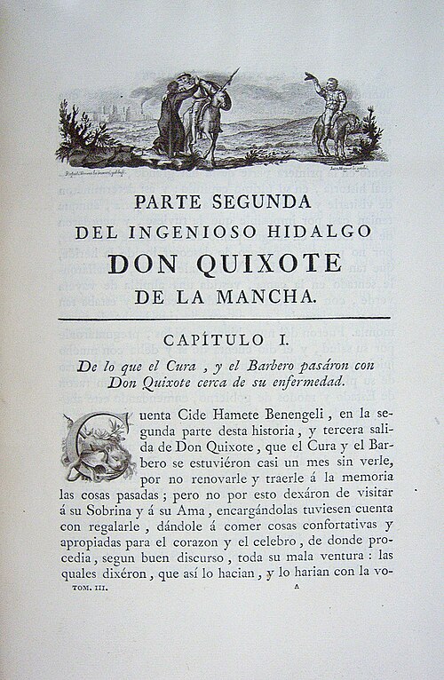 Page from the 1780 Madrid edition of Don Quixote, printed by Joaquín Ibarra; University of Navarra Library