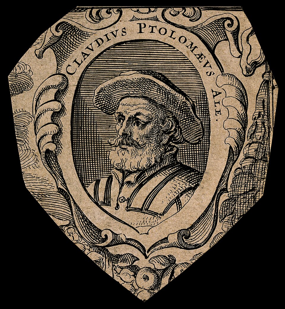 Later imagined portrait of Claudius Ptolemy; line engraving, Wellcome Collection V0004806