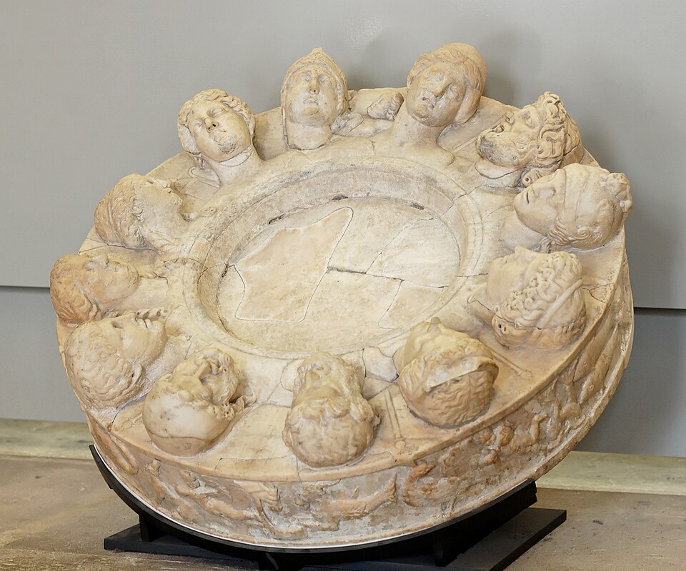 The twelve Gods on a first-century CE Roman marble object from Gabii, Louvre Ma 666. The object’s function is uncertain; it illustrates Sallustius’s subject and is not a portrait