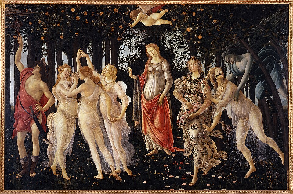 Sandro Botticelli, Primavera, circa 1480, Uffizi; Google Art Project reproduction